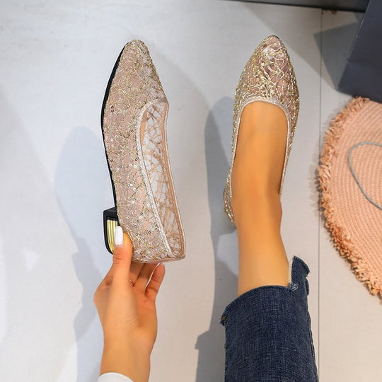 Damen Ballerinas mit funkelnden Verzierungen EB