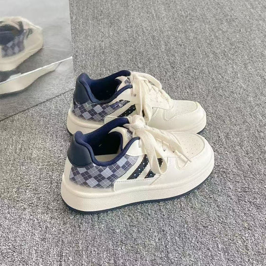 Damen Sportliche Sneakers mit kariertem Design und gepolsterter Innensohle EB
