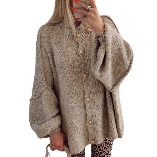 Damen Strickjacke mit oversized Schnitt und eleganten Knopfdetails EB