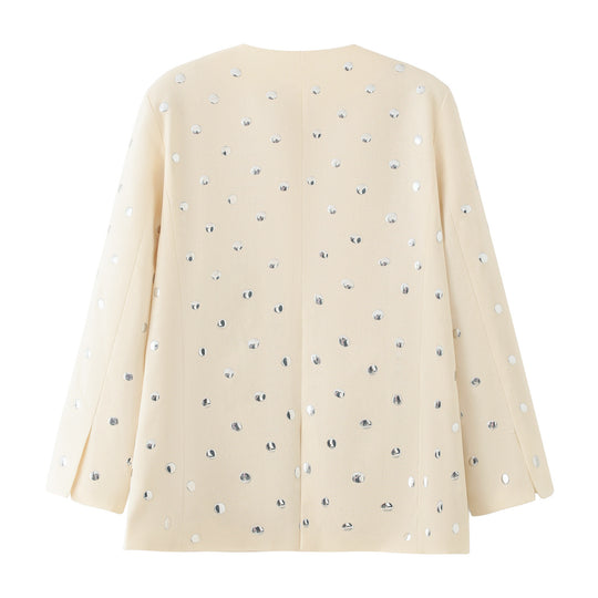 Damen elegante Blazerjacke mit funkelnden Pailletten EB