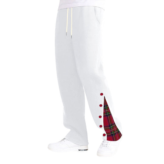 Herren modische Freizeithose mit seitlichem Karo-Muster und verstellbarem Kordelzug EB