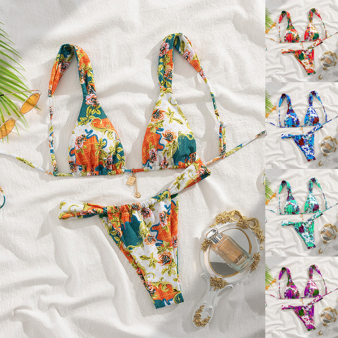 Damen Triangel-Bikini mit floralen Mustern EB