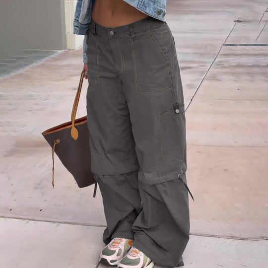 Damen modische Utility-Hose mit verstellbarem Saum und praktischen Taschen EB