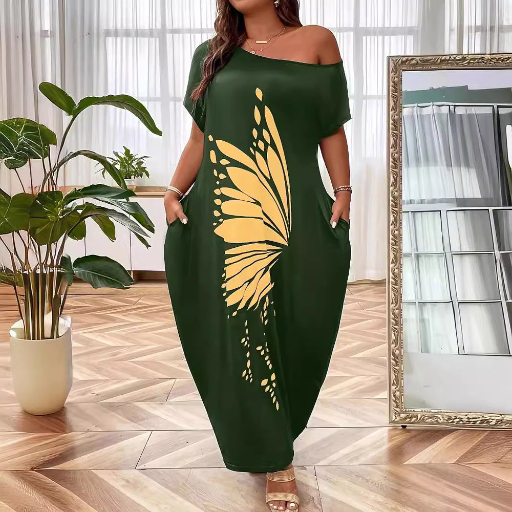 Damen Maxikleid mit elegantem Schmetterlingsmotiv EB