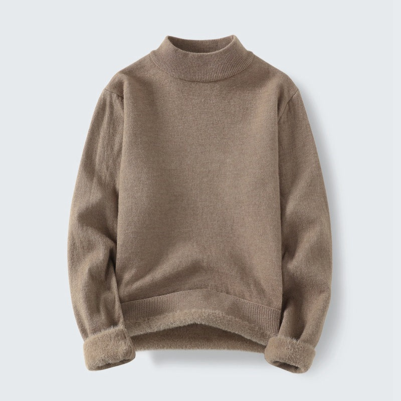 Damen Strickpullover mit hohem Kragen und weichem Innenfutter EB