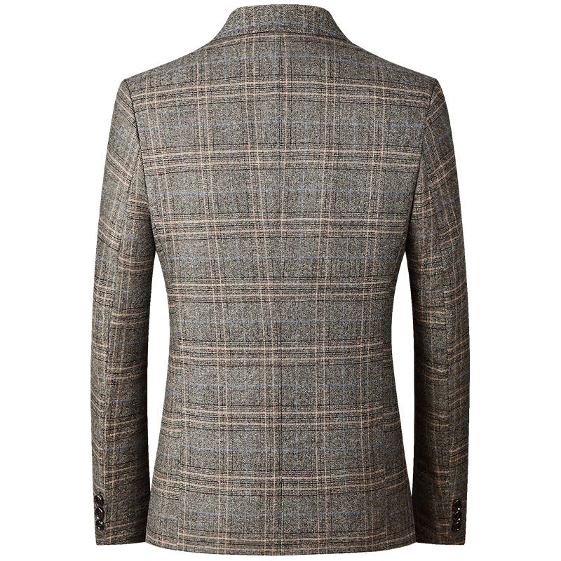 Herren Kariertes Wollmix-Sakko Slim Fit mit schmalem Revers EB