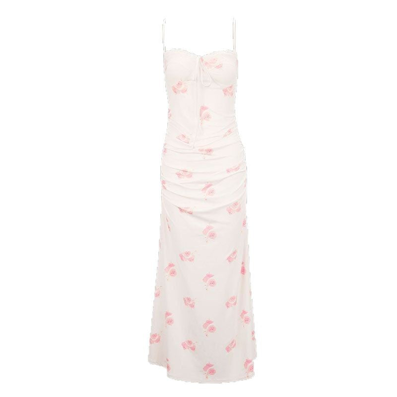 Damen Maxikleid mit zarten Rüschendetails und floralem Mustermix EB