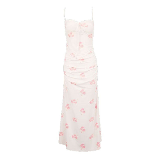 Damen Maxikleid mit zarten Rüschendetails und floralem Mustermix EB