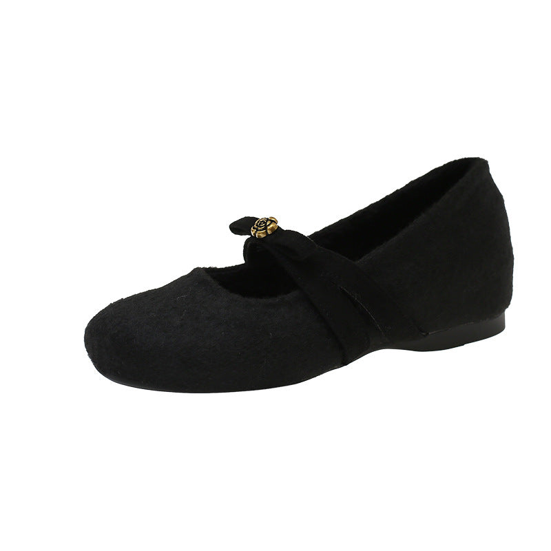 Damen Bequeme Filzschuhe mit dekorativer Schleife EB