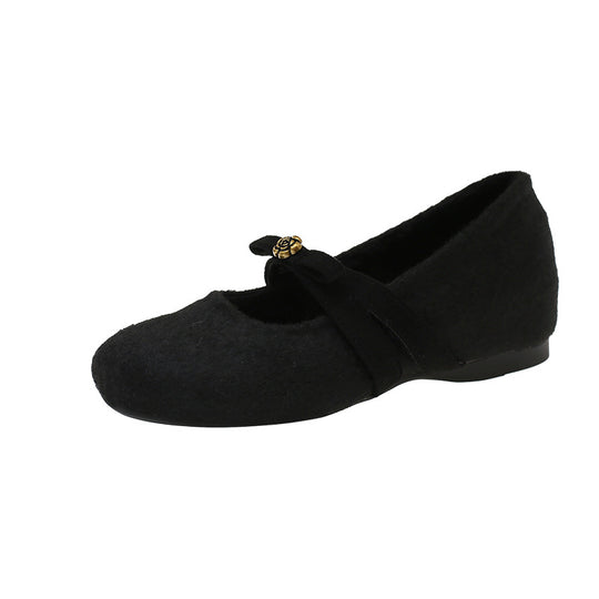 Damen Bequeme Filzschuhe mit dekorativer Schleife EB