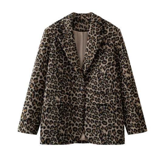 Damen Eleganter Leopardenmuster Blazer EB