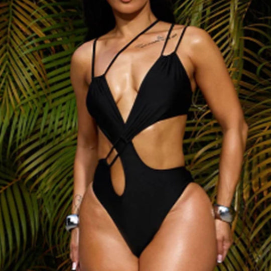 Damen Einteiler Badeanzug mit aufregenden Cut-Outs EB