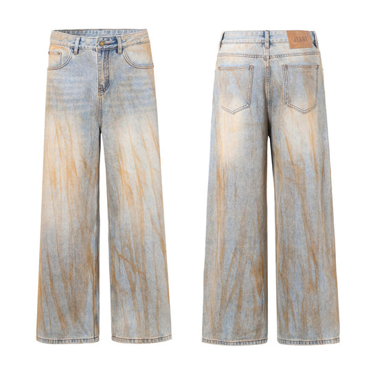 Damen Weite Jeans mit einzigartigem Waschdesign und lässigem Schnitt EB