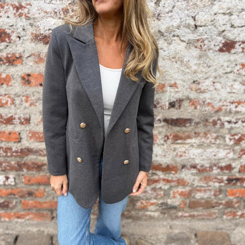 Damen eleganter und bequemer Blazer mit doppelter Knopfleiste EB