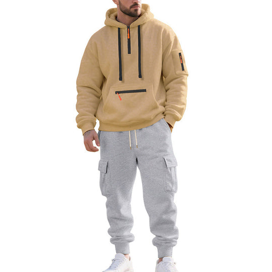 Herren Zweiteiliger Performance-Jogginganzug mit Kapuzen-Hoodie, wasserabweisenden Reißverschlüssen und Cargo-Jogger EB