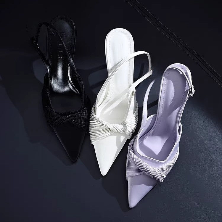 Damen Slingback High Heel Schuhe mit eleganter Raffung EB