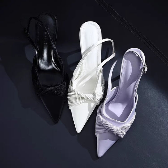 Damen Slingback High Heel Schuhe mit eleganter Raffung EB