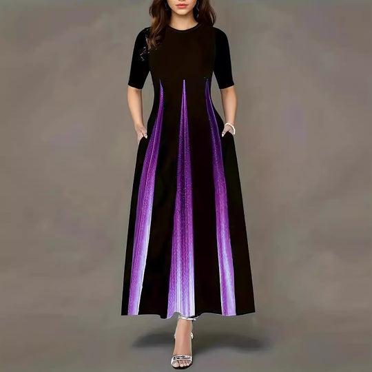 Damen Maxikleid mit eleganten Seitentaschen und luxuriösem Glanz EB