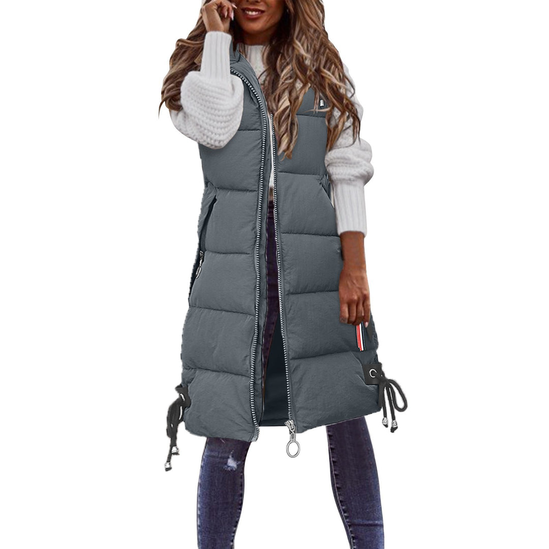 Damen Modische Steppweste mit praktischen Taschen und verstellbarem Gummizug EB