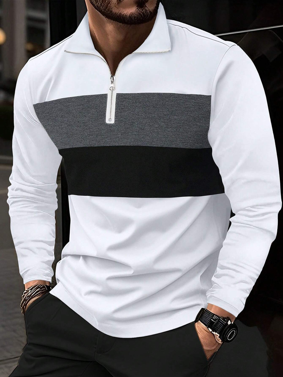 Herren Freizeitpullover mit modernem Reißverschluss EB