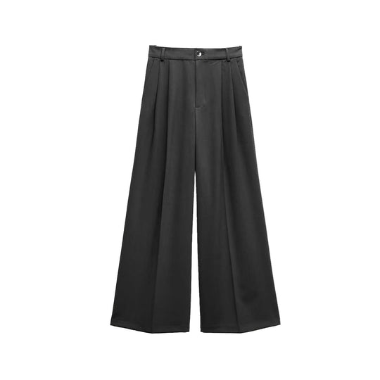Damen elegante weite Hosen mit hoher Taille und Faltenwurf EB