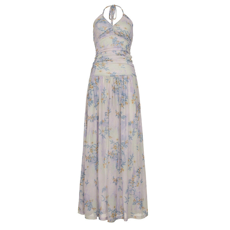 Damen Maxikleid mit floralem Design und verstellbarem Träger EB