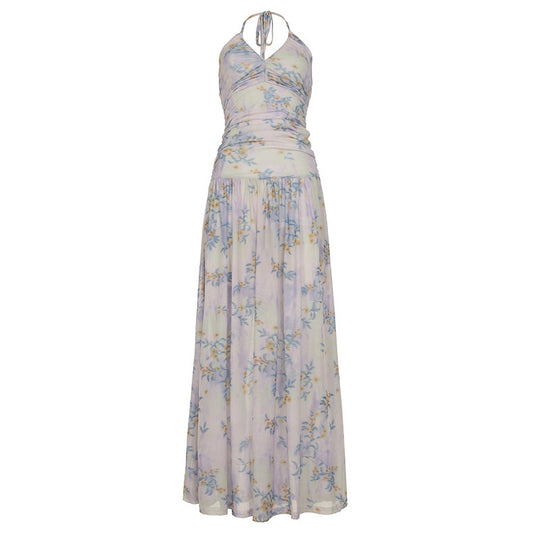 Damen Maxikleid mit floralem Design und verstellbarem Träger EB