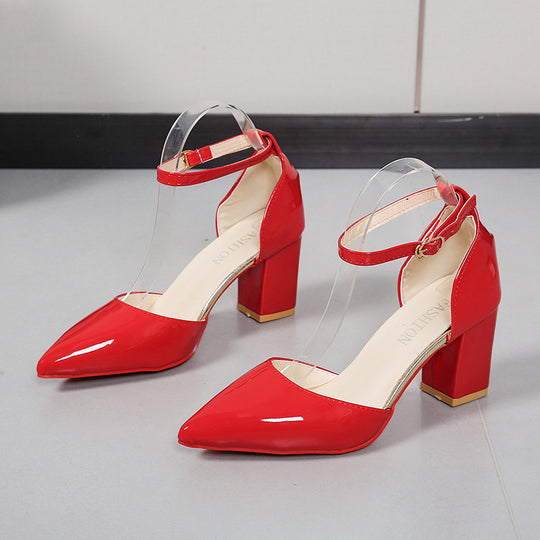 Damen elegante High-Heels mit transparentem Riemen und Blockabsatz EB