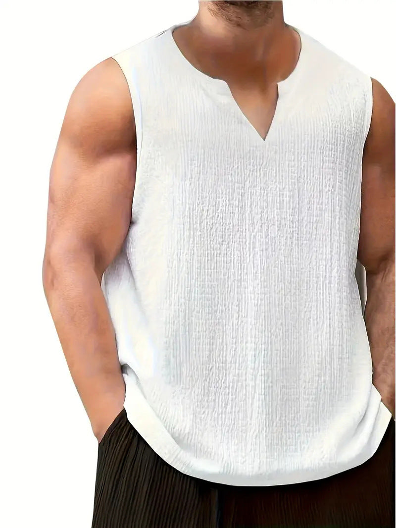 Herren Ärmelloses Freizeitshirt mit strukturiertem Design und V-Ausschnitt EB