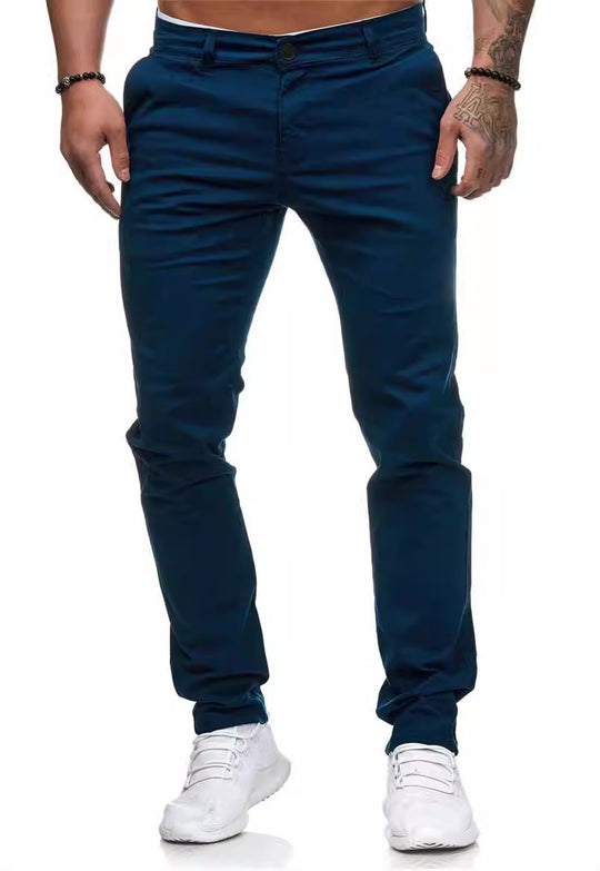 Herren Slim-Fit Chinohosen mit elastischem Bund und praktischen Taschen EB