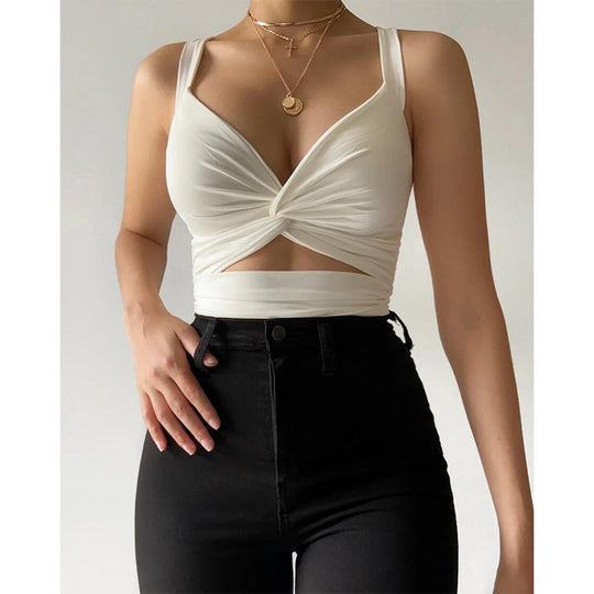 Damen stilvolles Crop-Top mit raffinierter Knotendetails EB