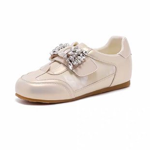 Damen modische Slip-On Sneakers mit funkelndem Schmuckdetail EB