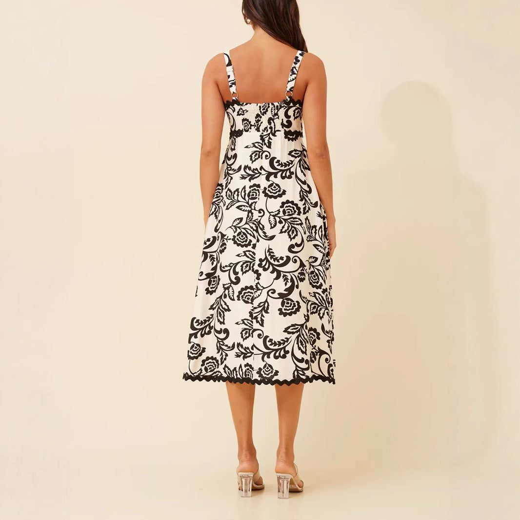Damen Maxikleid mit floralem Design und praktischen Taschen EB