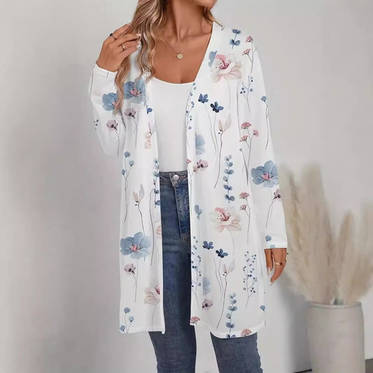 Damen Blütenmotiv Cardigan mit weitem Schnitt EB