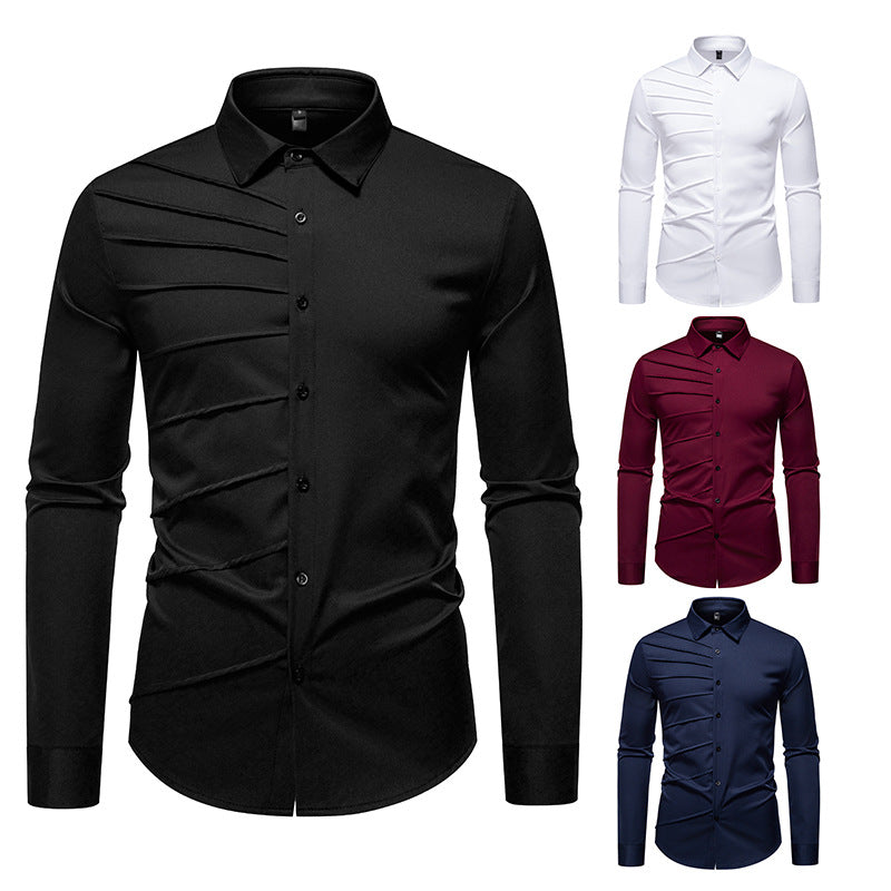 Herren Modisches Langarmhemd mit strukturiertem Design EB