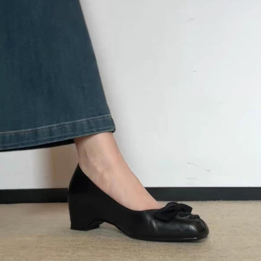 Damen Ballerinas mit dekorativer Schleifenapplikation und elegantem Absatz EB