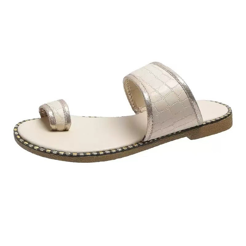 Damen elegante Slide-Sandalen mit luxuriösen goldenen Akzenten EB