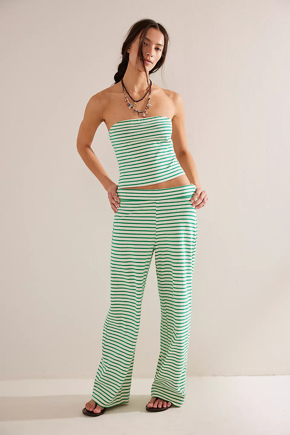 Damen lässiges Oberteil und weite Palazzo-Hose Set EB