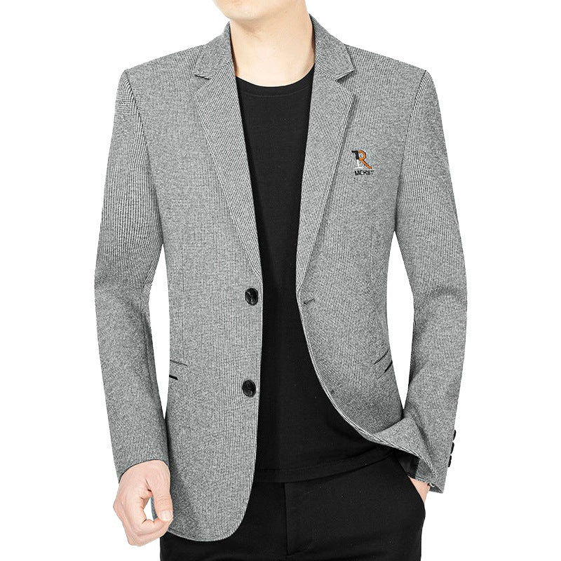 Herren Strukturierter Strickblazer mit Reverskragen und aufgesetzten Taschen EB