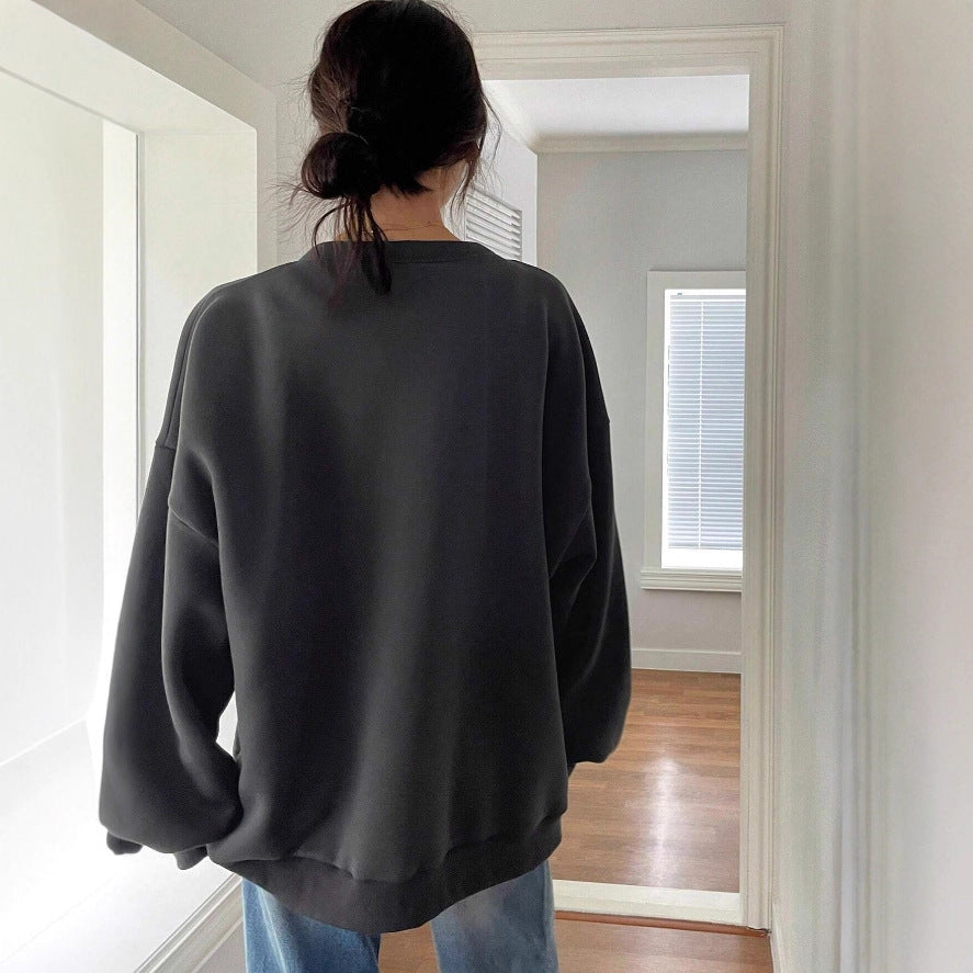 Damen Oversized Sweatcardigan mit Knopfleiste, aufgesetzten Taschen und überschnittener Schulter EB