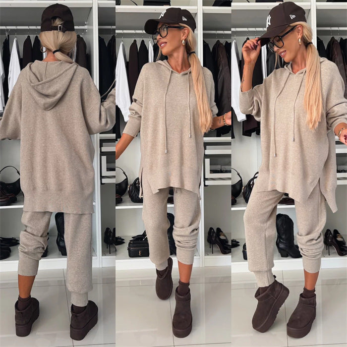 Damen oversized Kapuzenpullover und tapered Jogger Lounge-Set EB