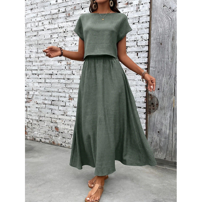 Damen Maxikleid mit tailliertem Oberteil und fließendem Rock EB