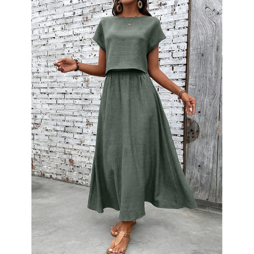 Damen Maxikleid mit tailliertem Oberteil und fließendem Rock EB