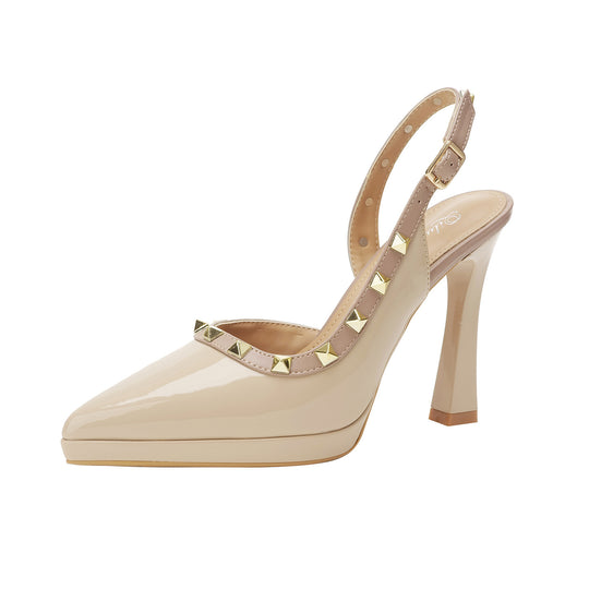 Damen Slingback-Pumps mit dekorativem Schmuckdetail EB