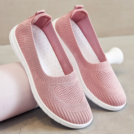 Damen Slip-On Sneakers mit atmungsaktivem Strickoberteil und rutschfester Sohle EB