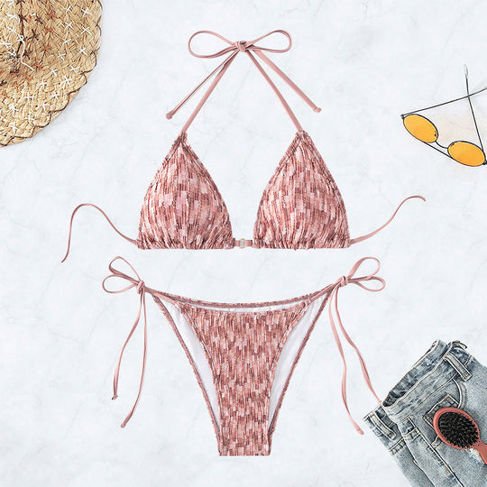 Damen Triangel-Bikini mit verstellbaren Trägern und eleganten Rüschendetails EB