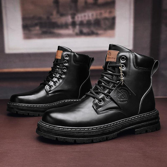 Damen Lederstiefeletten mit robustem Profil und Schnürung EB