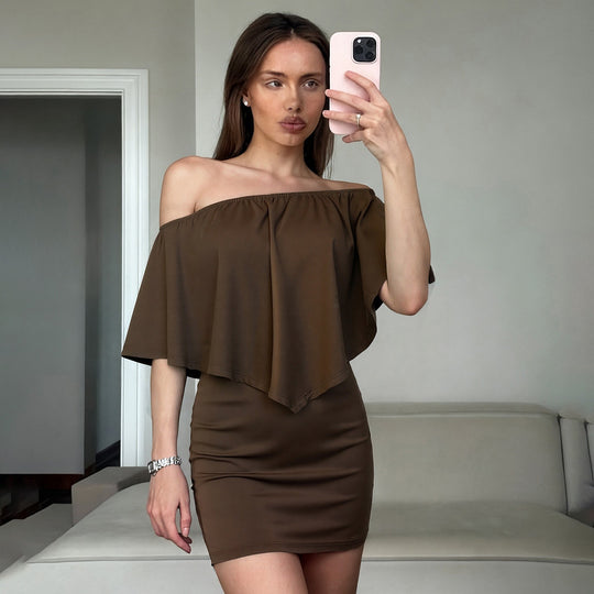 Damen Off-Shoulder Minikleid mit voluminösem Oberteil EB