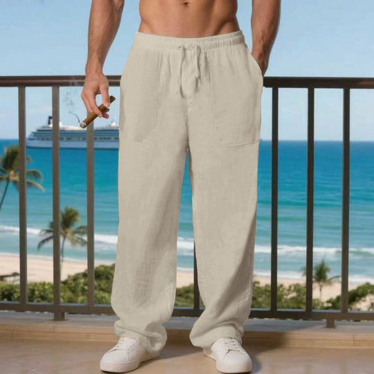 Herren Bequeme Strandhose mit seitlichen Taschen und elastischem Bund EB