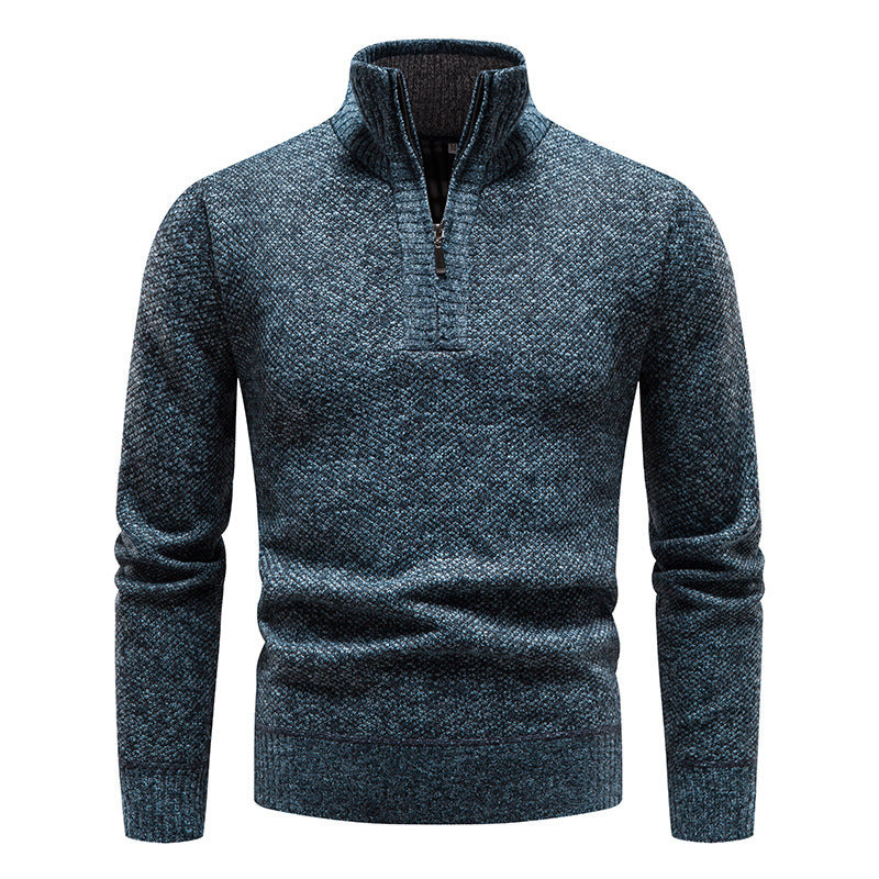 Herren eleganter Strickpullover mit modernem Stehkragen und Reißverschluss EB